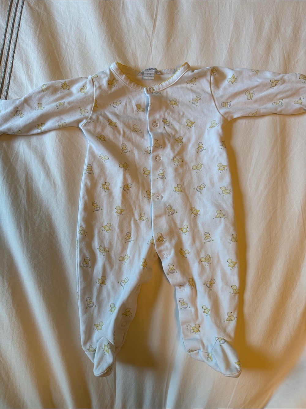 Kissy Kissy White Footed One-Piece with Yellow Duck Print